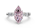 White gold Fancy Pink Marquise  Brilliant Cut Diamond Five-Stone Prong Set Engagement Ring with Channel Band_3