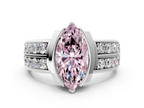 White gold Fancy Pink Marquise  Brilliant Diamond Channel Set Wide Band Ring with Bezel Setting_20