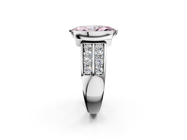 White gold Fancy Pink Marquise  Brilliant Diamond Channel Set Wide Band Ring with Bezel Setting