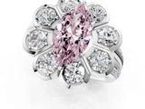 White gold Fancy Pink Marquise  Brilliant Flower Halo Diamond Split Shank Ring_76