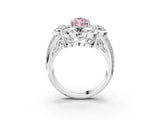 White gold Fancy Pink Marquise  Brilliant Flower Halo Diamond Split Shank Ring_78