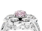 White gold Fancy Pink Marquise  Brilliant Flower Halo Diamond Split Shank Ring_79