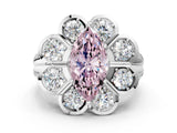 White gold Fancy Pink Marquise  Brilliant Flower Halo Diamond Split Shank Ring_87