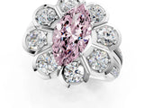 White gold Fancy Pink Marquise  Brilliant Flower Halo Diamond Split Shank Ring_88