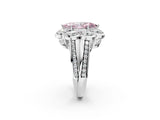 White gold Fancy Pink Marquise  Brilliant Flower Halo Diamond Split Shank Ring_89