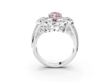 White gold Fancy Pink Marquise  Brilliant Flower Halo Diamond Split Shank Ring_90