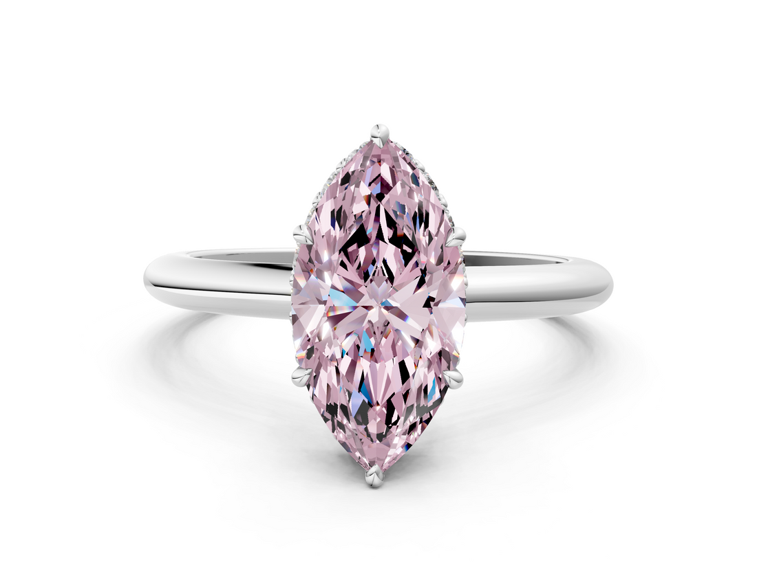 White gold Fancy Pink Marquise  Brilliant Solitaire Engagement Ring with Six-Prong Setting and Classic Band_20