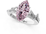 White gold Fancy Pink Marquise  Brilliant Solitaire with Leaf Motif Band and Four-Prong Setting_63