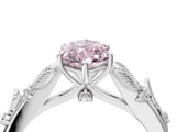 White gold Fancy Pink Marquise  Brilliant Solitaire with Leaf Motif Band and Four-Prong Setting_66