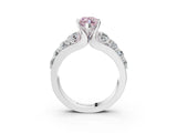 White gold Fancy Pink Marquise  Brilliant Solitaire with Side Stones on a Pave Band and Four-Prong Setting_39