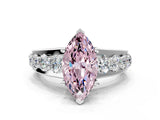 White gold Fancy Pink Marquise  Brilliant Solitaire with Side Stones on a Pave Band and Four-Prong Setting_78
