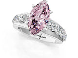 White gold Fancy Pink Marquise  Brilliant Solitaire with Side Stones on a Pave Band and Four-Prong Setting_79