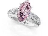 White gold Fancy Pink Marquise  Brilliant Solitaire with Side Stones on a Pave Band and Four-Prong Setting_97