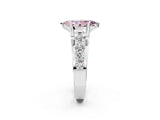 White gold Fancy Pink Marquise  Brilliant Solitaire with Side Stones on a Pave Band and Four-Prong Setting_98