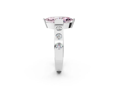 White gold Fancy Pink Marquise Cut Brilliant Channel-Set Diamond Ring with Bezel Prong Setting_14