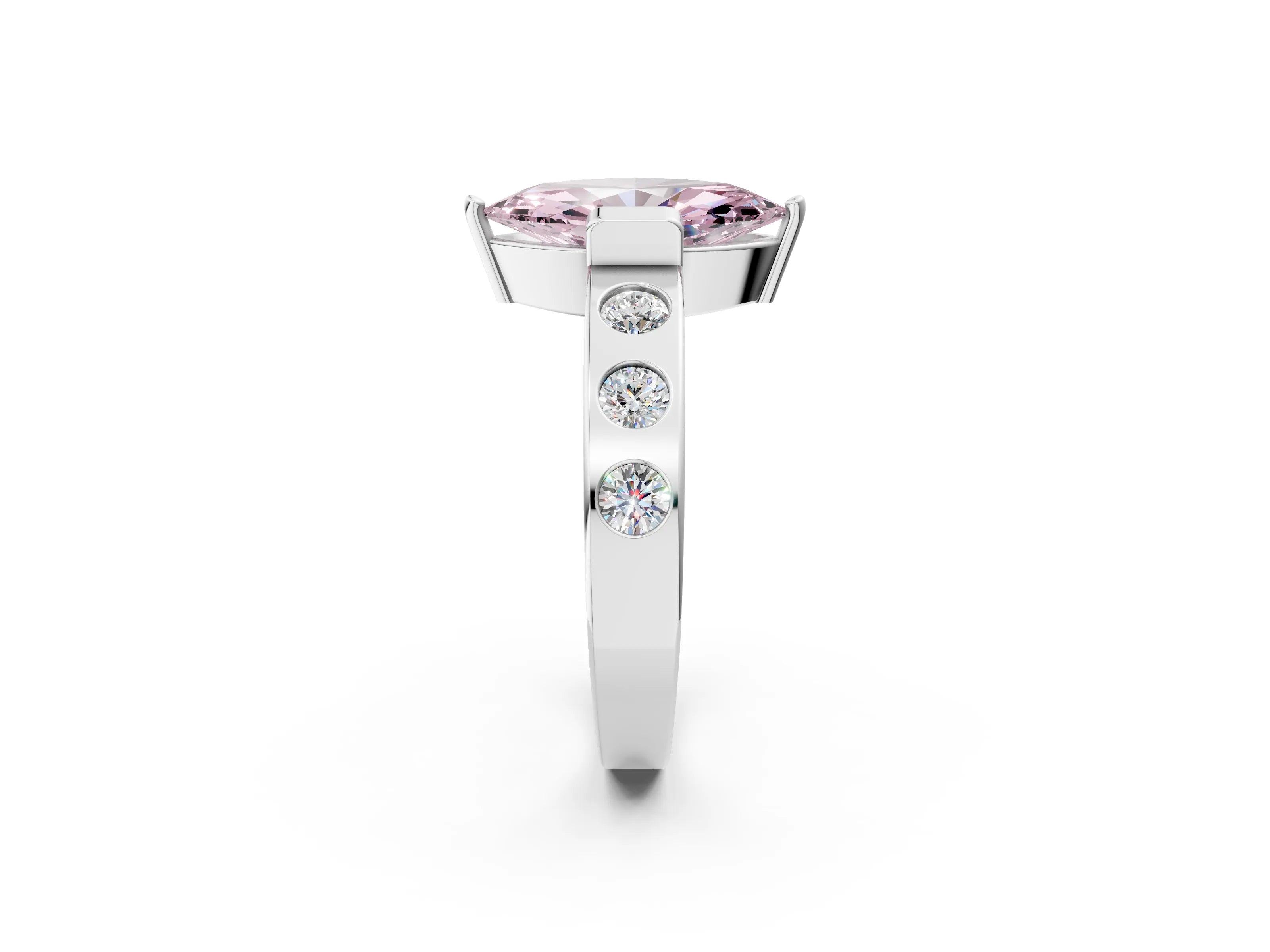 White gold Fancy Pink Marquise Cut Brilliant Channel-Set Diamond Ring with Bezel Prong Setting_14