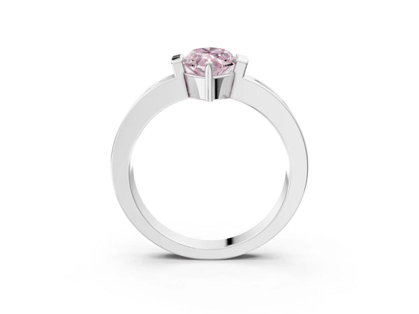 White gold Fancy Pink Marquise Cut Brilliant Channel-Set Diamond Ring with Bezel Prong Setting