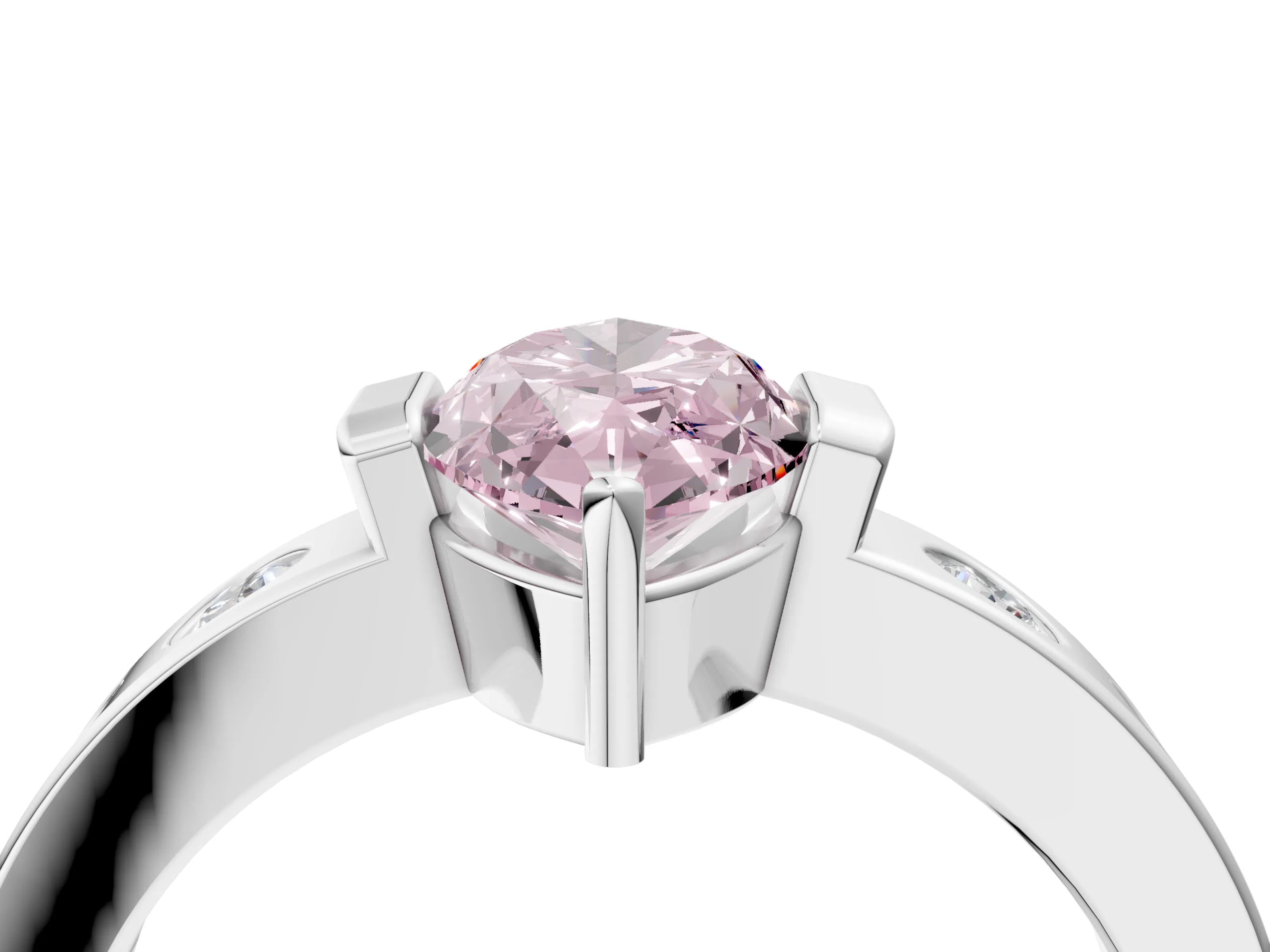 White gold Fancy Pink Marquise Cut Brilliant Channel-Set Diamond Ring with Bezel Prong Setting_16