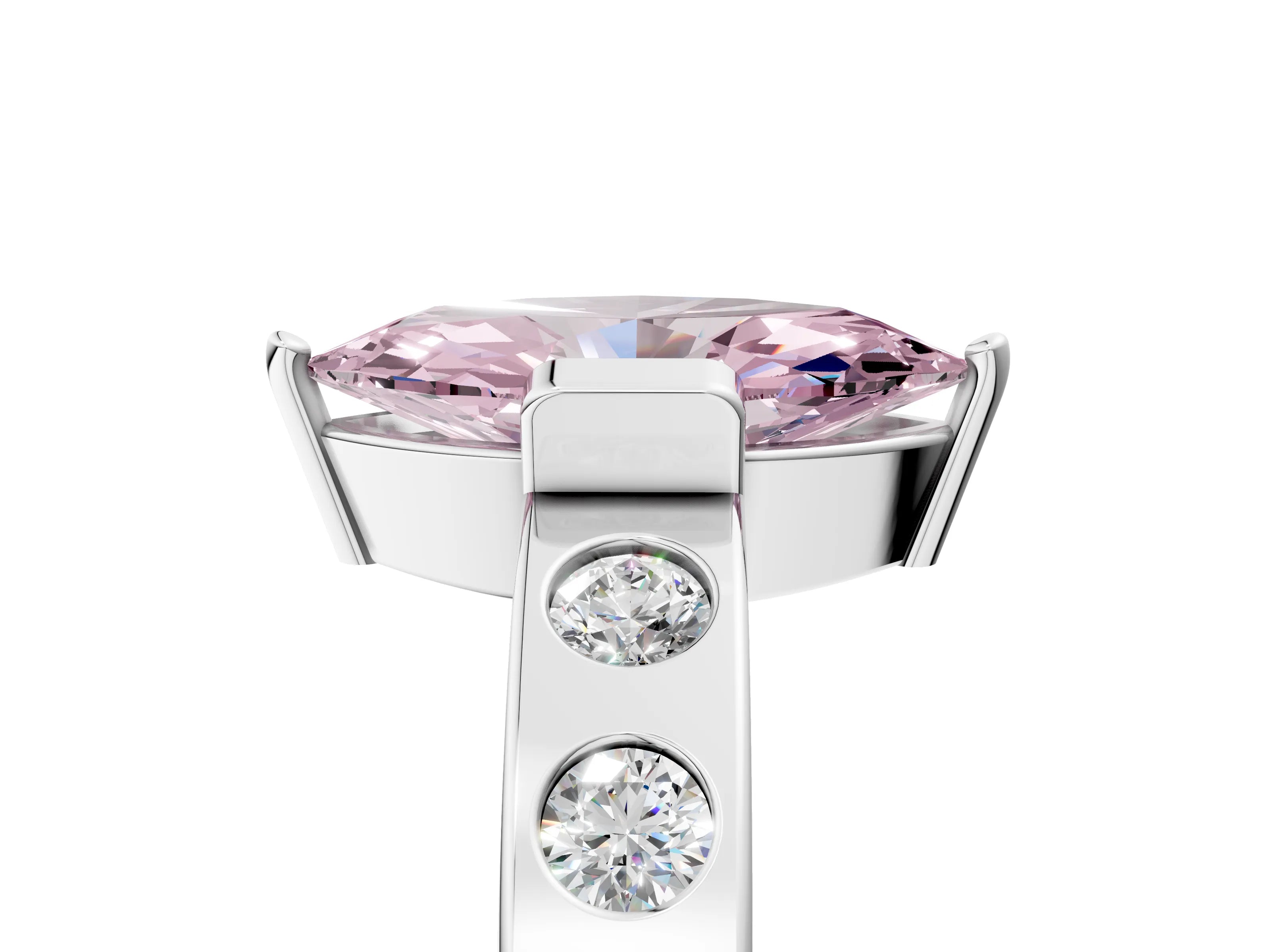 White gold Fancy Pink Marquise Cut Brilliant Channel-Set Diamond Ring with Bezel Prong Setting_17