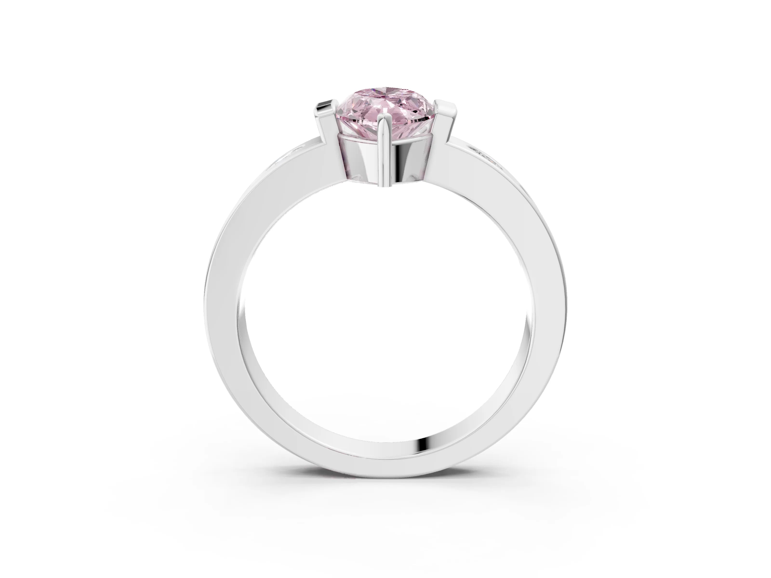 White gold Fancy Pink Marquise Cut Brilliant Channel-Set Diamond Ring with Bezel Prong Setting_3