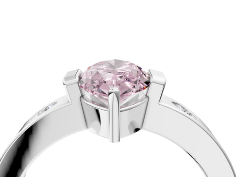 White gold Fancy Pink Marquise Cut Brilliant Channel-Set Diamond Ring with Bezel Prong Setting_4