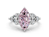 White gold Fancy Pink Marquise Cut Brilliant Diamond Cluster Accent Solitaire Ring with Prong Setting_24