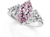 White gold Fancy Pink Marquise Cut Brilliant Diamond Cluster Accent Solitaire Ring with Prong Setting_25