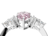 White gold Fancy Pink Marquise Cut Brilliant Diamond Cluster Accent Solitaire Ring with Prong Setting_28