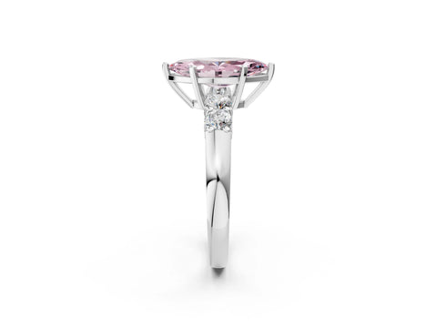 White gold Fancy Pink Marquise Cut Brilliant Diamond Five-Stone Engagement Ring with Prong Setting on a Classic Band_5