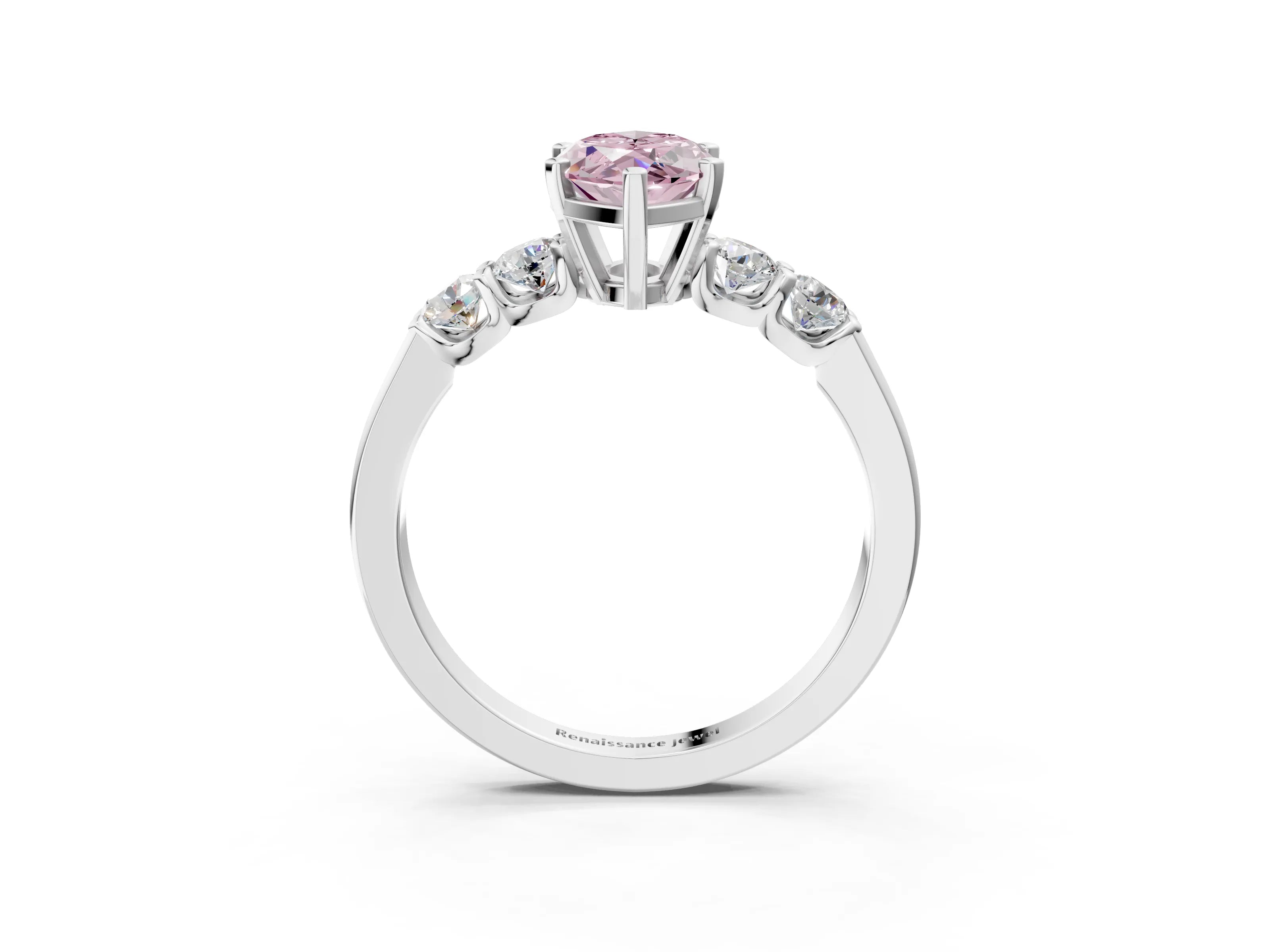 White gold Fancy Pink Marquise Cut Brilliant Diamond Five-Stone Engagement Ring with Prong Setting on a Classic Band_6