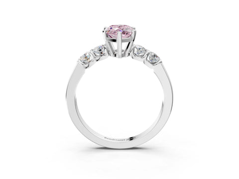 White gold Fancy Pink Marquise Cut Brilliant Diamond Five-Stone Engagement Ring with Prong Setting on a Classic Band_6