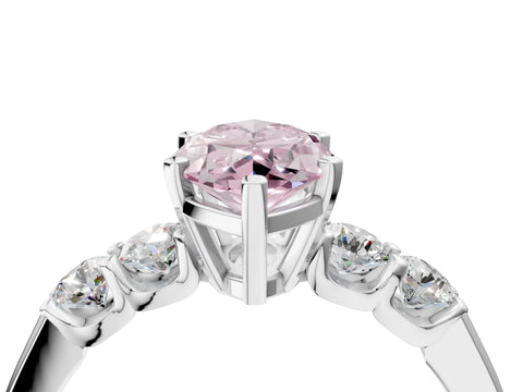 White gold Fancy Pink Marquise Cut Brilliant Diamond Five-Stone Engagement Ring with Prong Setting on a Classic Band_7