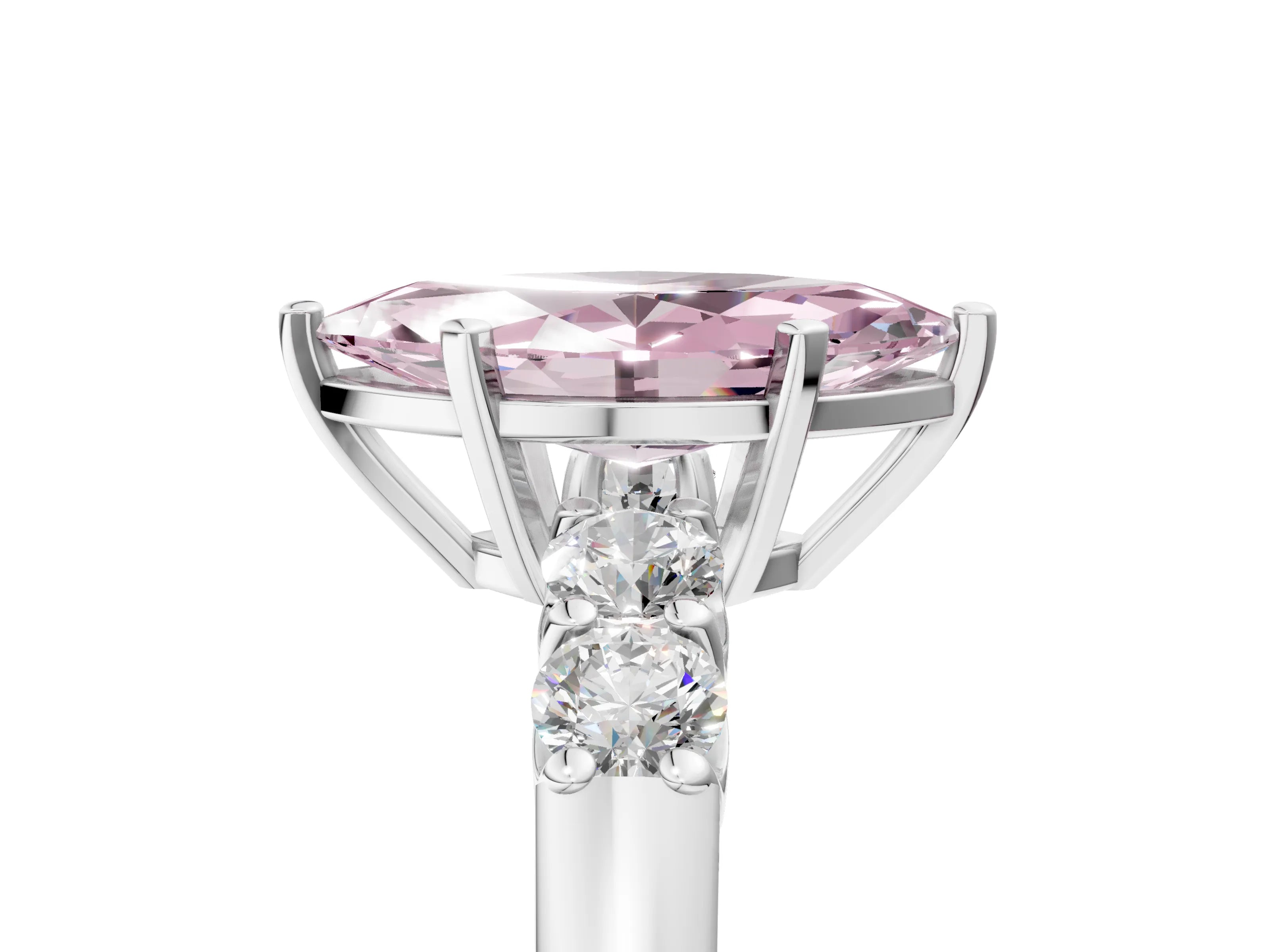 White gold Fancy Pink Marquise Cut Brilliant Diamond Five-Stone Engagement Ring with Prong Setting on a Classic Band_8
