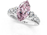 White gold Fancy Pink Marquise Cut Brilliant Diamond Pavé Band with Six-Prong Setting_13