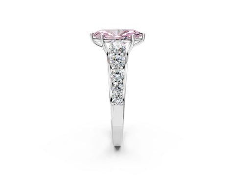 White gold Fancy Pink Marquise Cut Brilliant Diamond Pavé Band with Six-Prong Setting_2