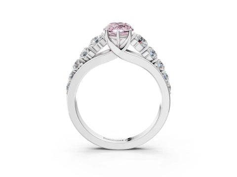 White gold Fancy Pink Marquise Cut Brilliant Diamond Pavé Band with Six-Prong Setting_3