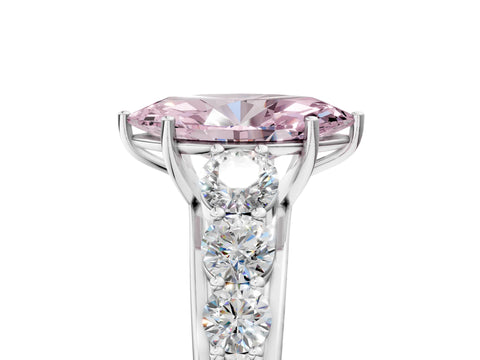 White gold Fancy Pink Marquise Cut Brilliant Diamond Pavé Band with Six-Prong Setting_5