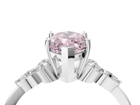 White gold Fancy Pink Marquise Cut Brilliant Diamond Solitaire Ring with Pear Side Stones and Four-Prong Setting_10