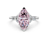 White gold Fancy Pink Marquise Cut Brilliant Diamond Solitaire Ring with Pear Side Stones and Four-Prong Setting_6