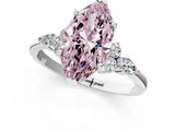 White gold Fancy Pink Marquise Cut Brilliant Diamond Solitaire Ring with Pear Side Stones and Four-Prong Setting_7