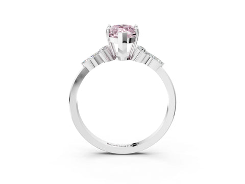 White gold Fancy Pink Marquise Cut Brilliant Diamond Solitaire Ring with Pear Side Stones and Four-Prong Setting_9