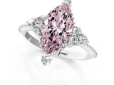 White gold Fancy Pink Marquise Cut Brilliant Diamond with Cluster Setting on a Beaded Band and Four-Prong Setting_13