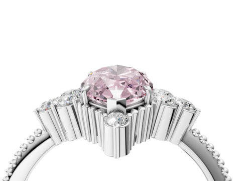 White gold Fancy Pink Marquise Cut Brilliant Diamond with Cluster Setting on a Beaded Band and Four-Prong Setting_28