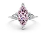 White gold Fancy Pink Marquise Cut Brilliant Diamond with Cluster Setting on a Beaded Band and Four-Prong Setting_36