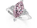 White gold Fancy Pink Marquise Cut Brilliant Diamond with Cluster Setting on a Beaded Band and Four-Prong Setting_37