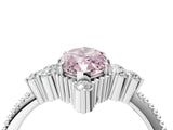 White gold Fancy Pink Marquise Cut Brilliant Diamond with Cluster Setting on a Beaded Band and Four-Prong Setting_4