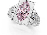 White gold Fancy Pink Marquise Cut Brilliant Milgrain Filigree Diamond Ring with Square Prong Setting_1