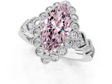 White gold Fancy Pink Marquise Cut Brilliant Milgrain Pave Heart Band Solitaire Ring_1