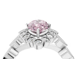 White gold Fancy Pink Marquise Cut Brilliant Milgrain Pave Heart Band Solitaire Ring_4