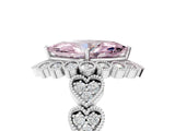 White gold Fancy Pink Marquise Cut Brilliant Milgrain Pave Heart Band Solitaire Ring_5